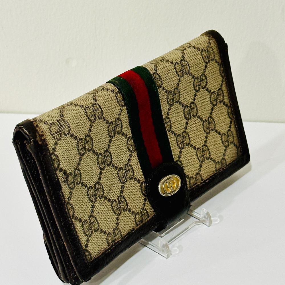 Gucci Beige and Brown Wallet with Red and Green Stripe - Picture 6 of 15